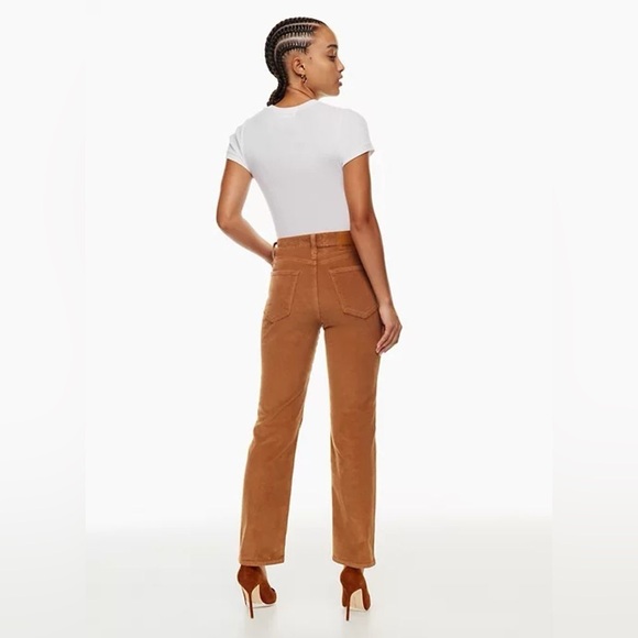 Denim Forum The Arlo Hi-Rise Straight Corduroy Pant in gold rush brown - size 25 - Picture 5 of 11